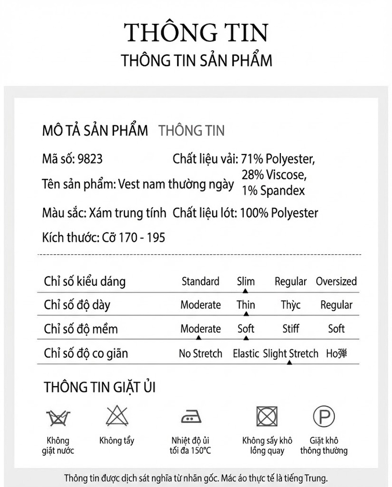 Áo Vest Nam Kẻ Sọc Dáng Ôm Phong Cách Hàn Quốc Màu Xám, Đen chi tiết 7