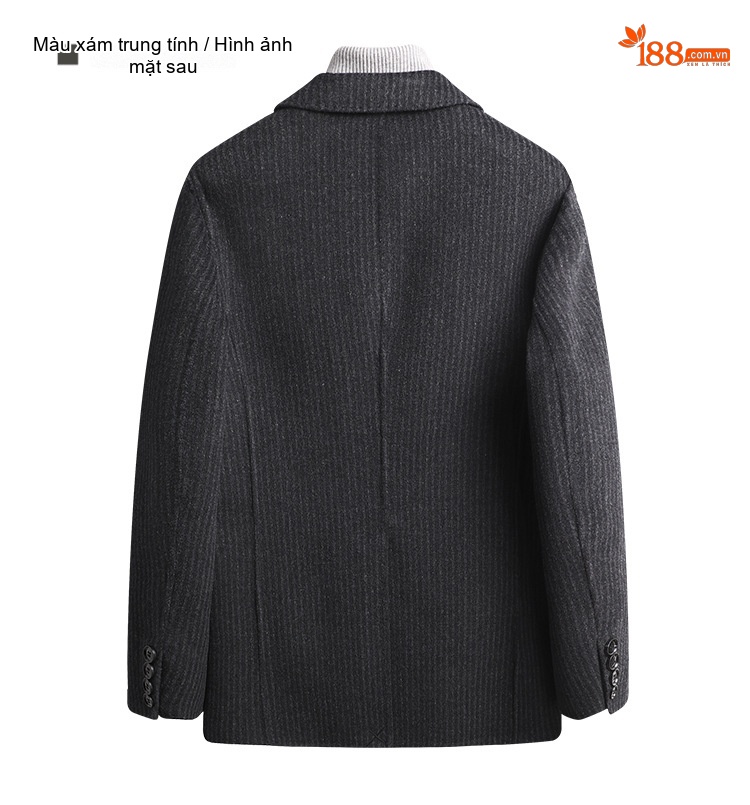 Áo Vest Nam Kẻ Sọc Dáng Ôm Thủ Công Chất Liệu Len Lông Cừu Dày Dặn Màu Xám chi tiết 11