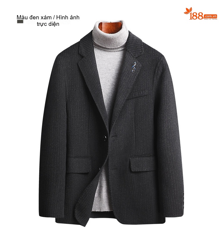 Áo Vest Nam Kẻ Sọc Dáng Ôm Thủ Công Chất Liệu Len Lông Cừu Dày Dặn Màu Xám chi tiết 12