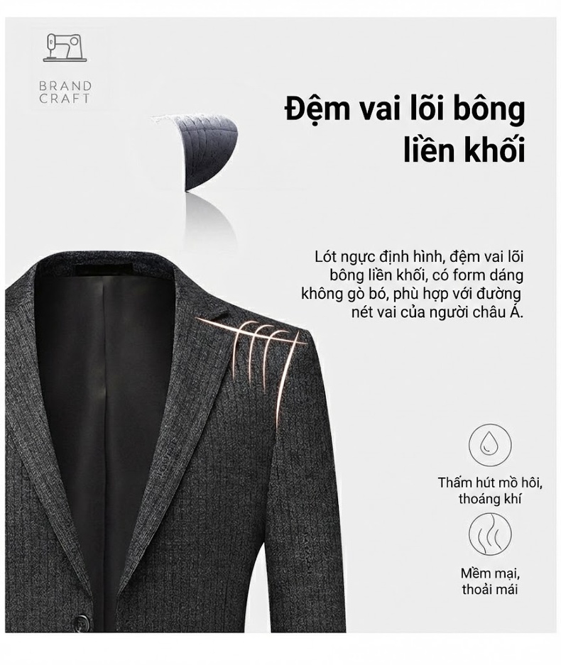 Áo Vest Nam Kẻ Sọc Thu Đông Co Giãn Không Nhăn Chống Bám Bẩn Màu Xám chi tiết 6