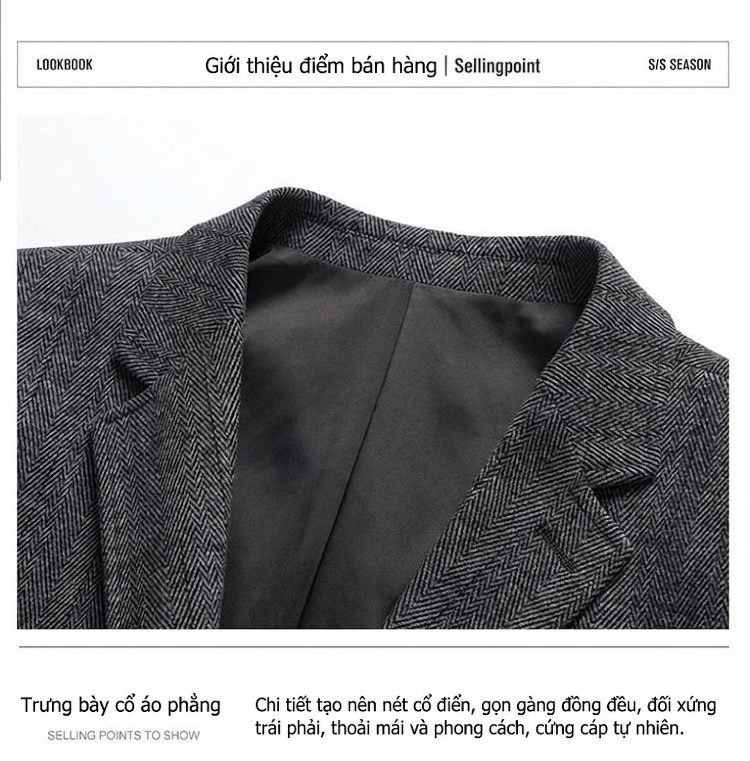 Áo Vest Nam Len Lông Cừu Trung Niên Không Nhăn Phong Cách Lịch Lãm Màu Xám chi tiết 3
