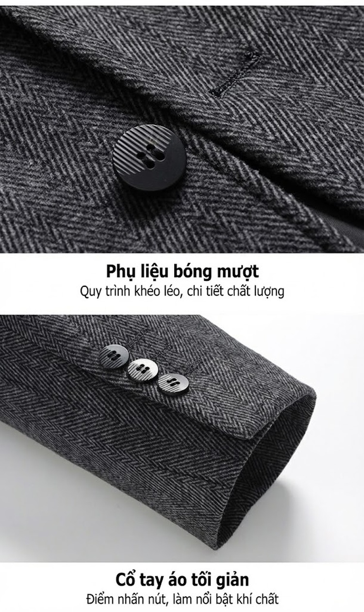 Áo Vest Nam Len Lông Cừu Trung Niên Không Nhăn Phong Cách Lịch Lãm Màu Xám chi tiết 16
