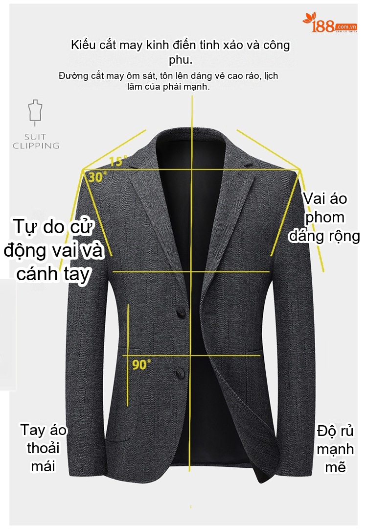 Áo Vest Nam Len Lông Cừu Trung Niên Không Nhăn Phong Cách Lịch Lãm Màu Xám chi tiết 7