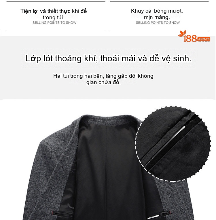 Áo Vest Nam Len Lông Cừu Trung Niên Không Nhăn Phong Cách Lịch Lãm Màu Xám chi tiết 5