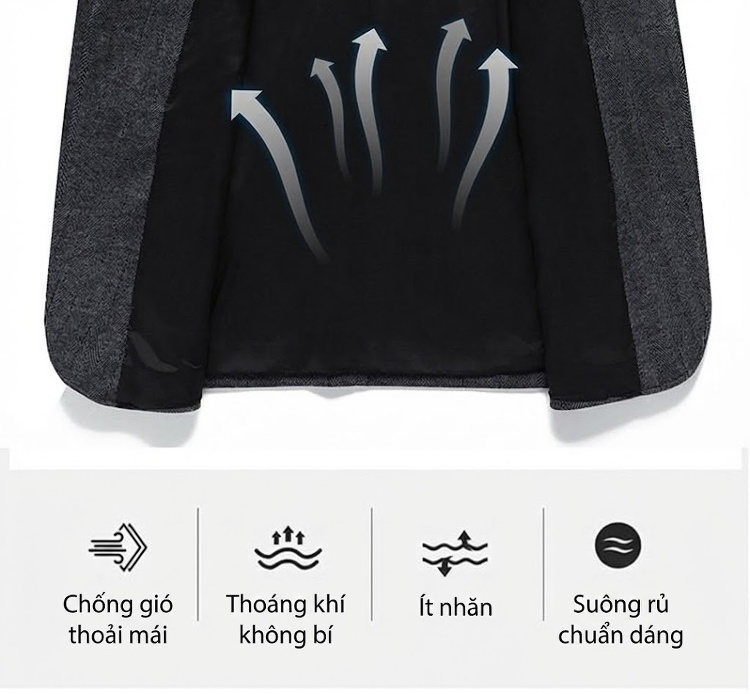 Áo Vest Nam Len Lông Cừu Trung Niên Không Nhăn Phong Cách Lịch Lãm Màu Xám chi tiết 6