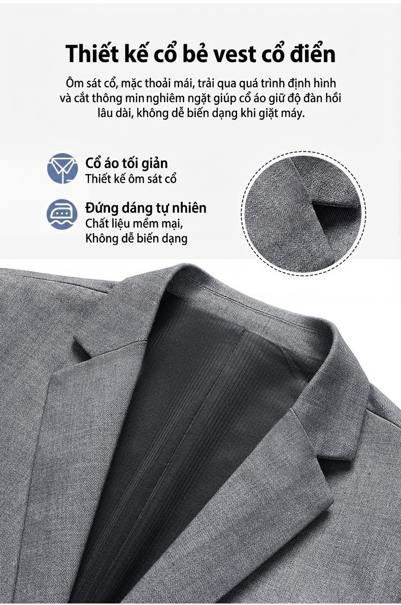Áo Vest Nam Lông Cừu Có Len Kiểu Hàn Quốc Dáng Ôm Chống Nhăn Màu Xám, Xanh Navy, Đen chi tiết 10
