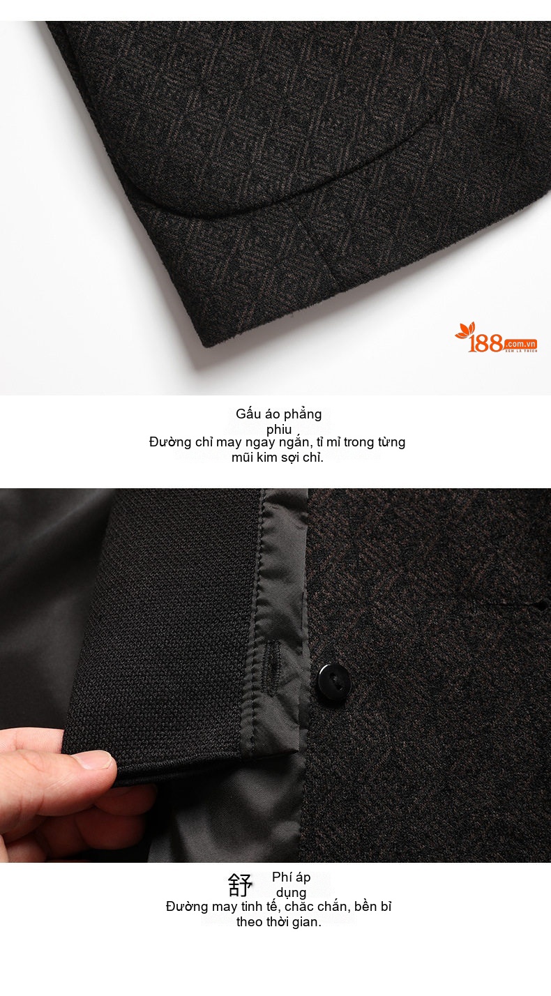 Áo Vest Nam Lông Cừu Dày Dặn Kèm Khăn Quàng Cổ Phong Cách Thanh Lịch Màu Xám chi tiết 15