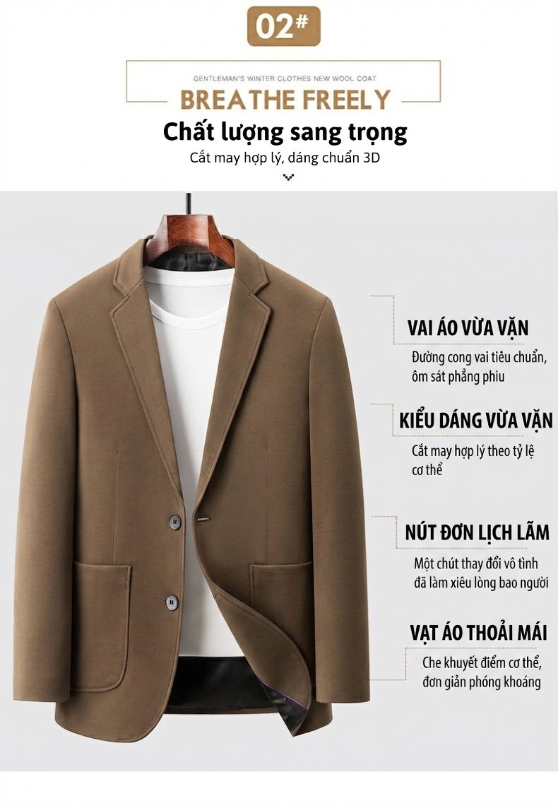 Áo Vest Nam Lông Cừu Mỏng Phong Cách Hàn Quốc Màu Nâu, Be, Đen chi tiết 2