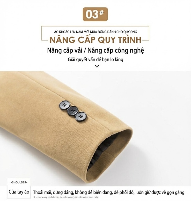 Áo Vest Nam Lông Cừu Mỏng Phong Cách Hàn Quốc Màu Nâu, Be, Đen chi tiết 4