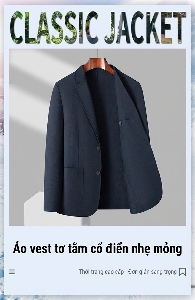 Áo Vest Nam Lụa Tơ Tằm Chống Nắng Kiểu Dáng Slimfit Màu Xanh Dương, Xanh Navy chi tiết 1