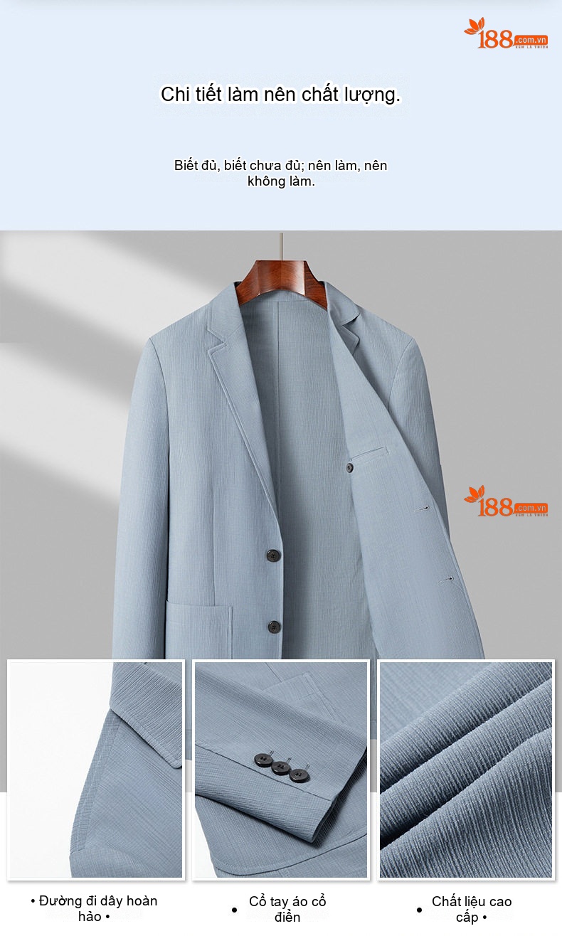 Áo Vest Nam Lụa Tơ Tằm Chống Nắng Kiểu Dáng Slimfit Màu Xanh Dương, Xanh Navy chi tiết 2