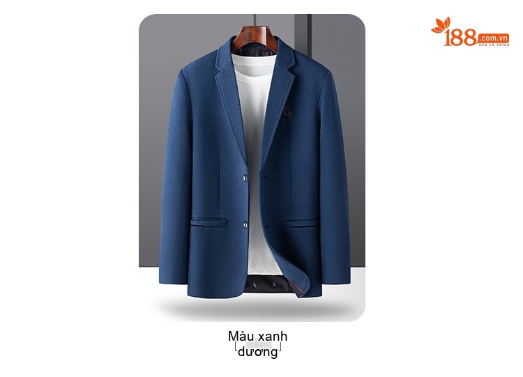 Áo Vest Nam 毛呢 (Mao Ni) Một Hàng Khuy Thêu Hoa Phong Cách Business Casual Màu Be, Xám, Xanh Navy chi tiết 9