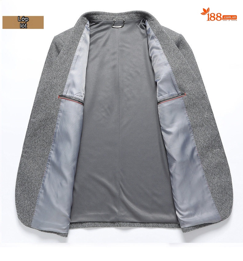 Áo Vest Nam Thu Đông Chứa Lông Cừu, Dáng Ôm, Không Nhăn Màu Kem, Xám chi tiết 10