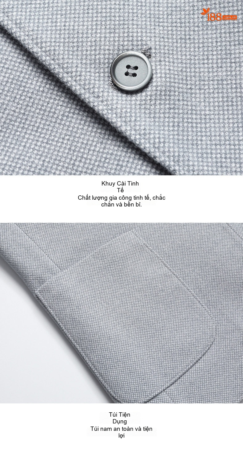 Áo Vest Nam Thu Đông Chứa Lông Cừu, Dáng Ôm, Không Nhăn Màu Kem, Xám chi tiết 19