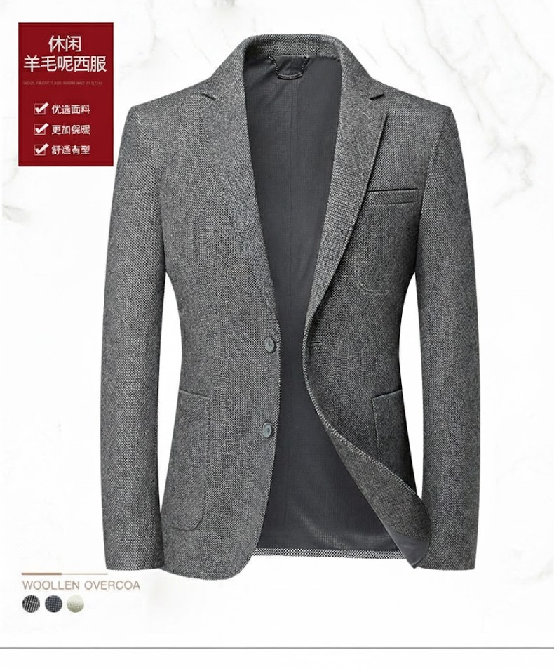 Áo Vest Nam Thu Đông Chứa Lông Cừu, Dáng Ôm, Không Nhăn Màu Kem, Xám chi tiết 1