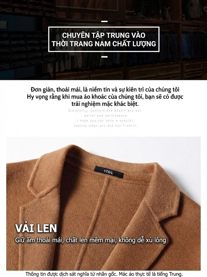Áo Vest Nam Thu Đông Len Lông Cừu Màu Nâu, Xám, Đen chi tiết 5