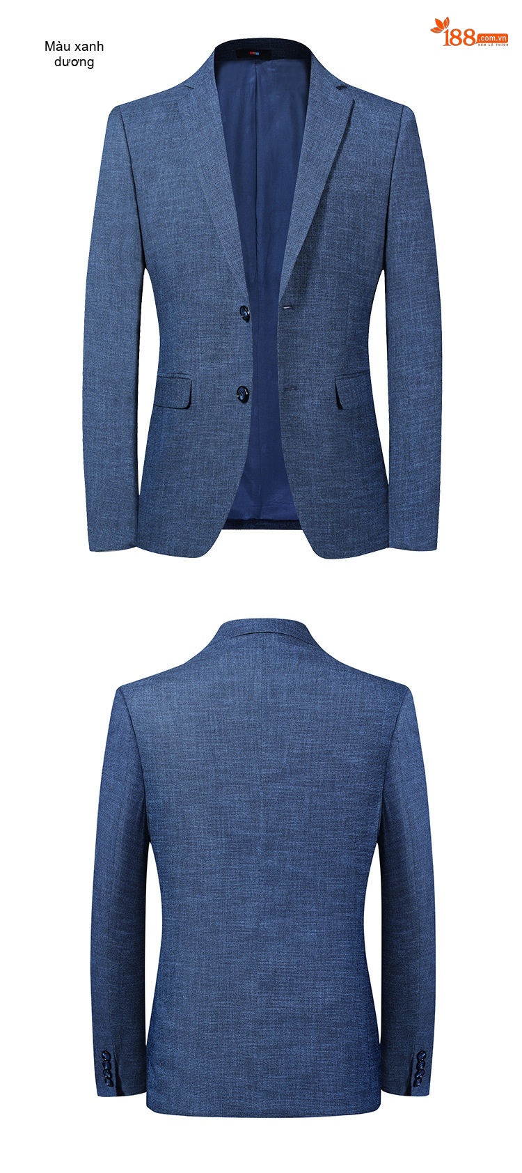 Áo Vest Nam Vải Dệt Slimfit Phong Cách Hàn Quốc Màu Xanh Lam chi tiết 8