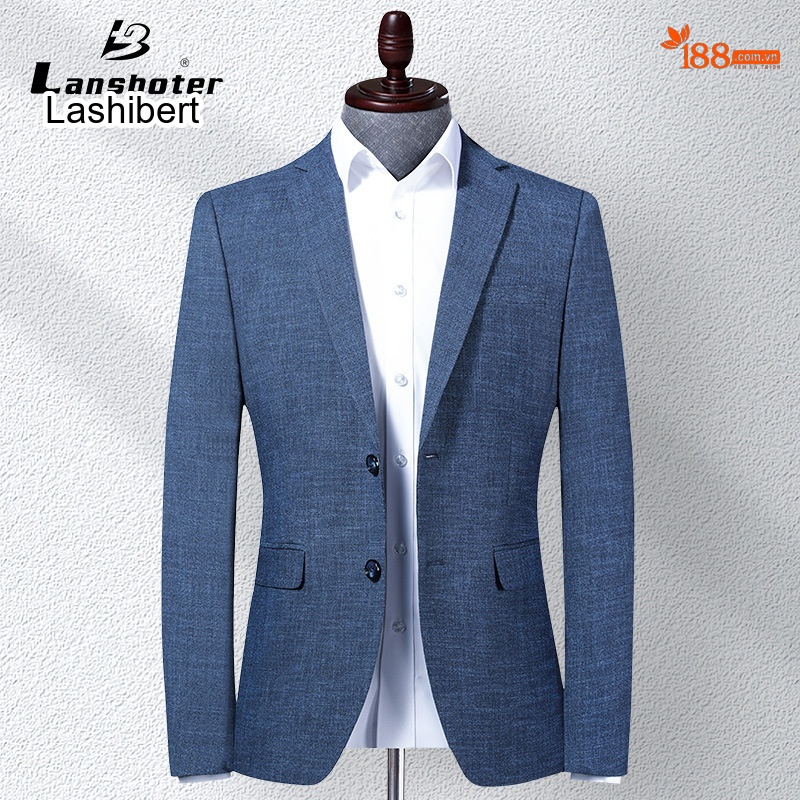 Áo Vest Nam Vải Dệt Slimfit Phong Cách Hàn Quốc Màu Xanh Lam