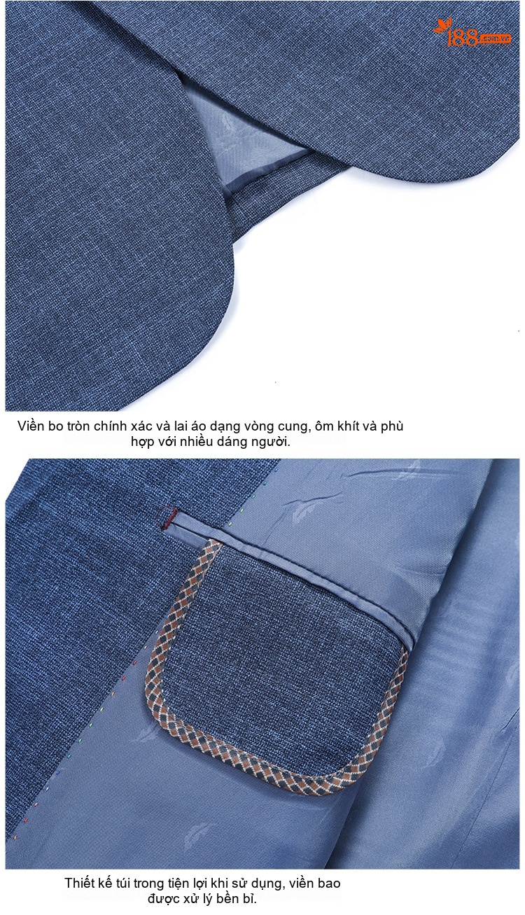 Áo Vest Nam Vải Dệt Slimfit Phong Cách Hàn Quốc Màu Xanh Lam chi tiết 12