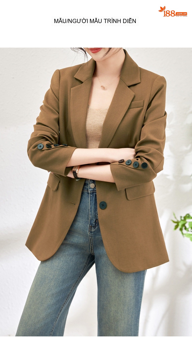 Áo Vest Nữ Công Sở Dáng Ôm Vừa Vặn Màu Đen, Nâu chi tiết 7