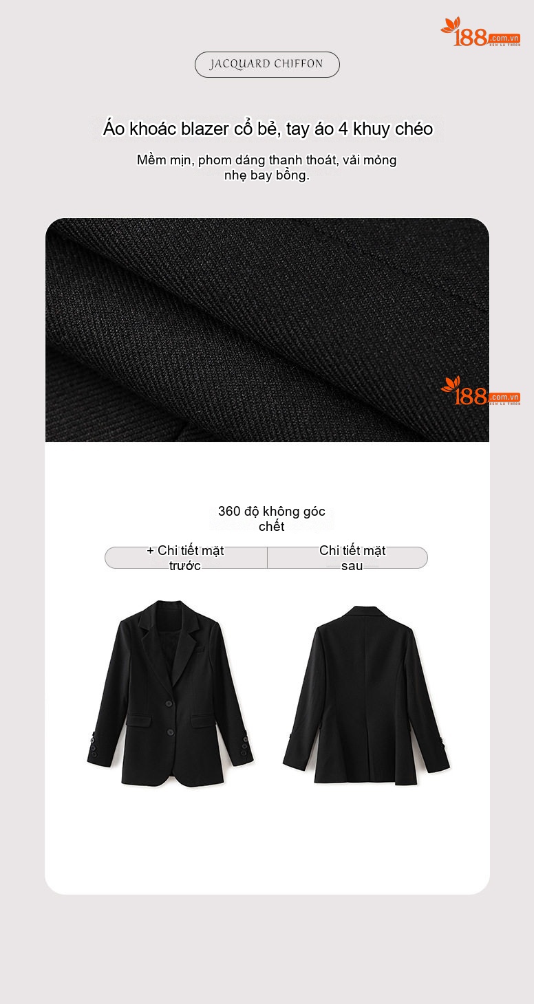 Áo Vest Nữ Công Sở Dáng Ôm Vừa Vặn Màu Đen, Nâu chi tiết 1
