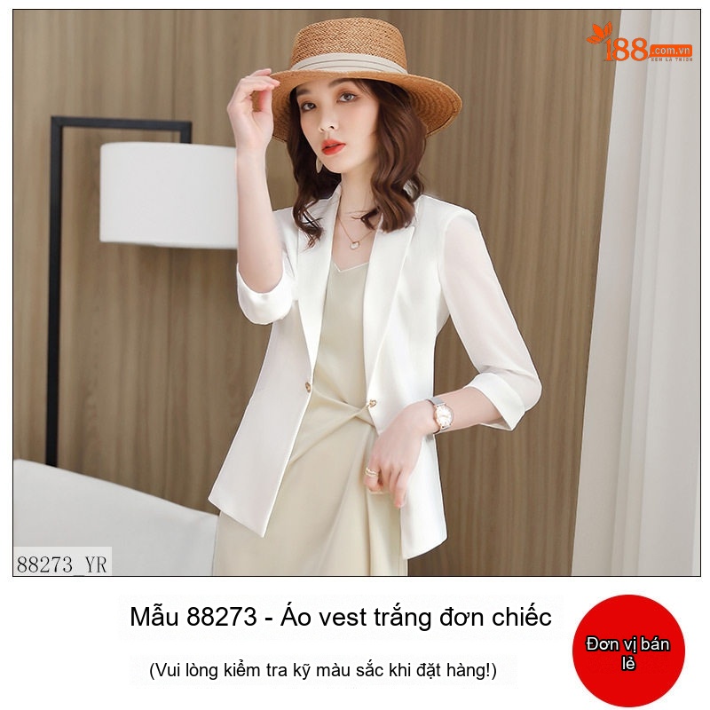 Áo Vest Nữ Mùa Hè Mỏng Dáng Nhỏ Nhắn Chất Liệu Voan Phong Cách Công Sở Màu Trắng