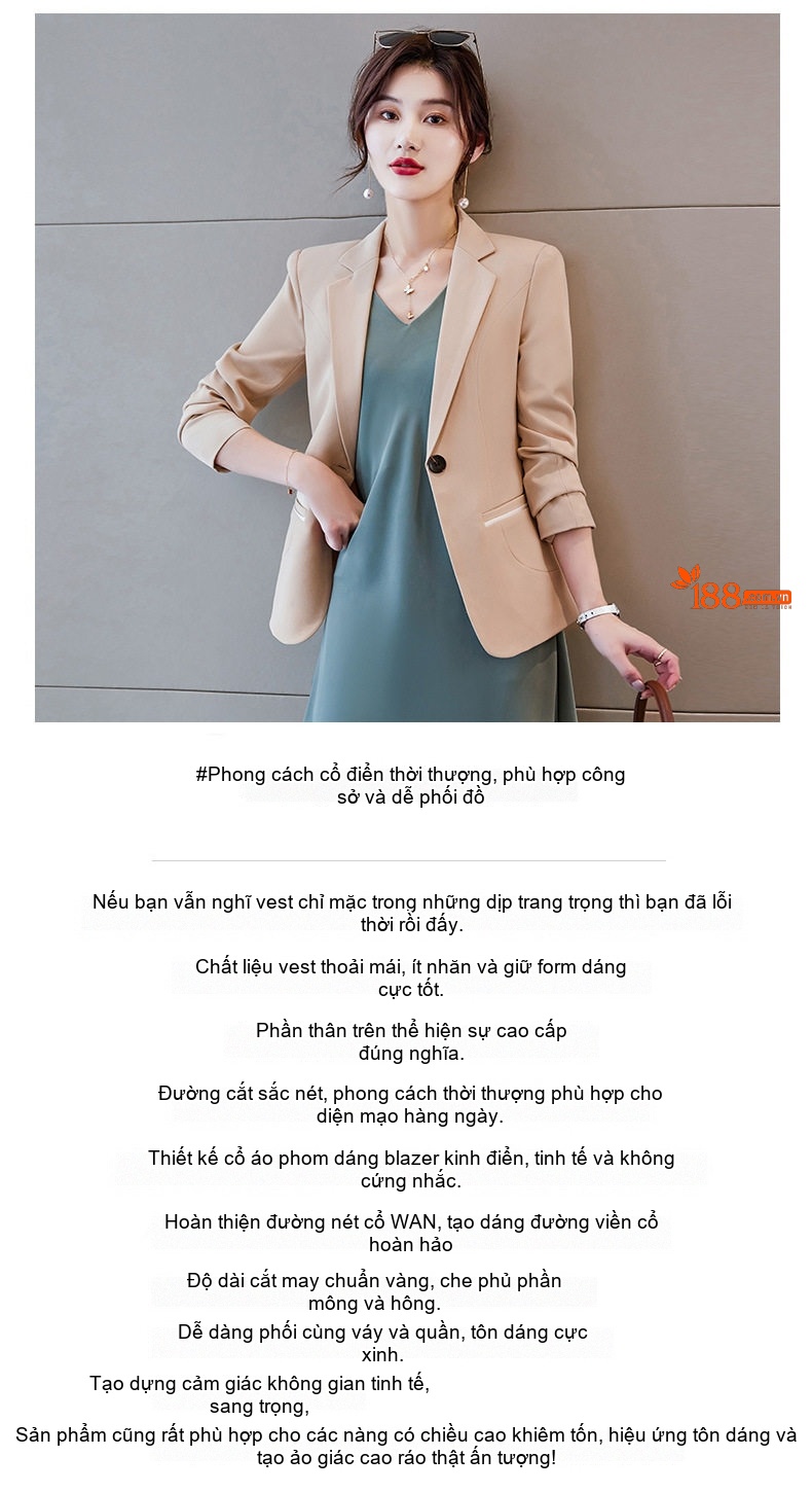 Áo Vest Nữ Tay Dài Dáng Ôm Phong Cách Hàn Quốc Màu Đen, Nâu chi tiết 4