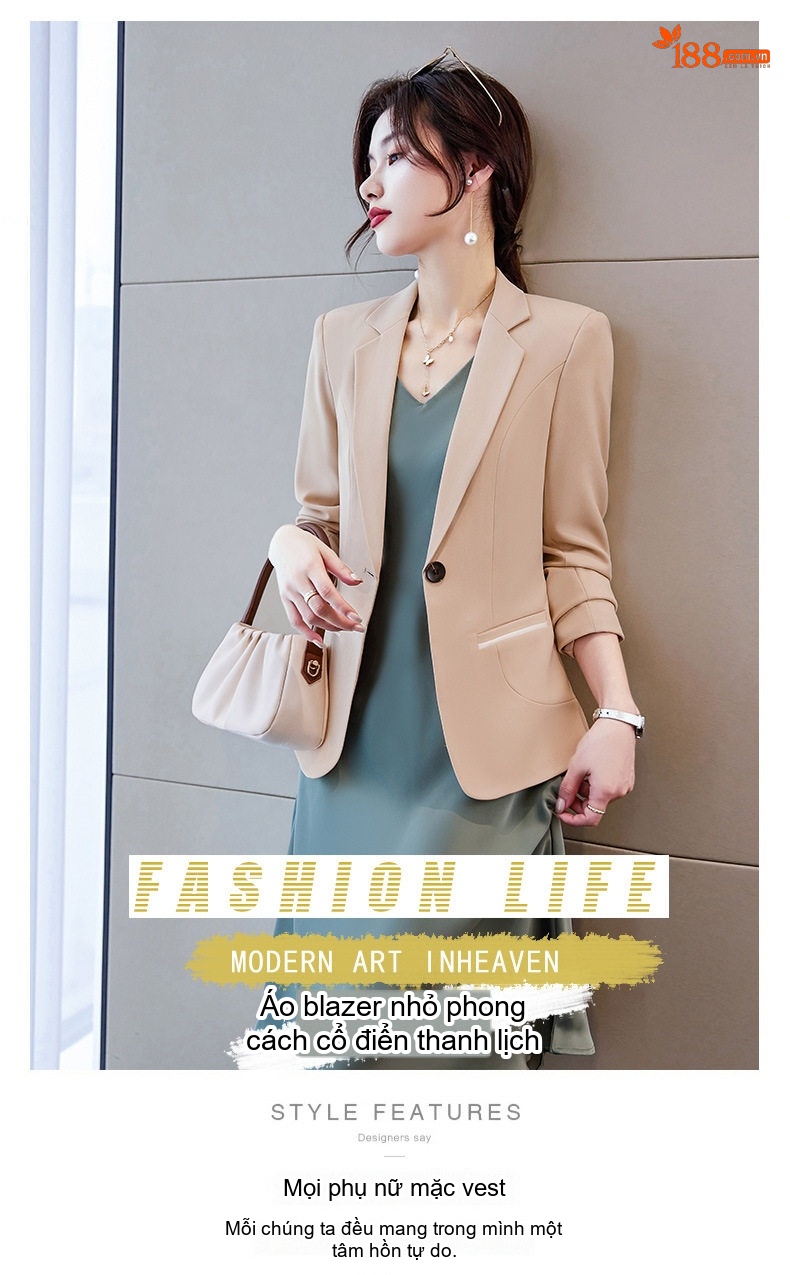 Áo Vest Nữ Tay Dài Dáng Ôm Phong Cách Hàn Quốc Màu Đen, Nâu chi tiết 3