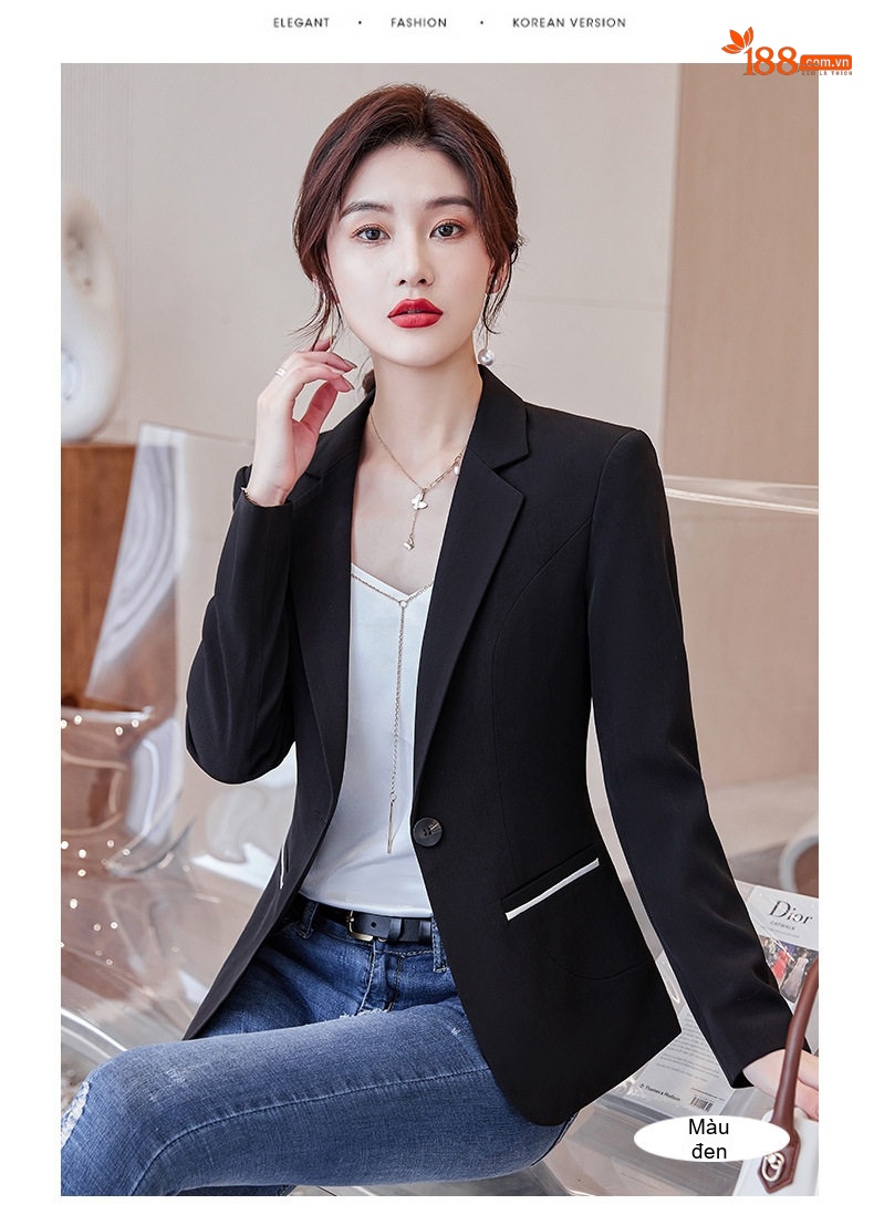Áo Vest Nữ Tay Dài Dáng Ôm Phong Cách Hàn Quốc Màu Đen, Nâu chi tiết 10