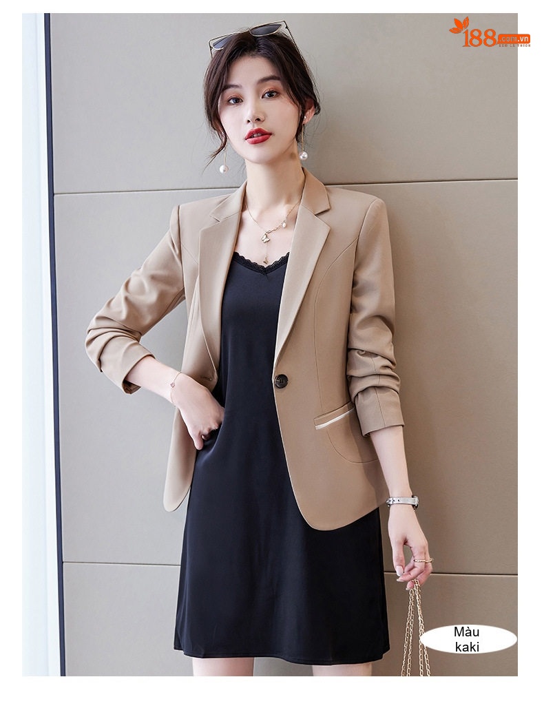 Áo Vest Nữ Tay Dài Dáng Ôm Phong Cách Hàn Quốc Màu Đen, Nâu chi tiết 13