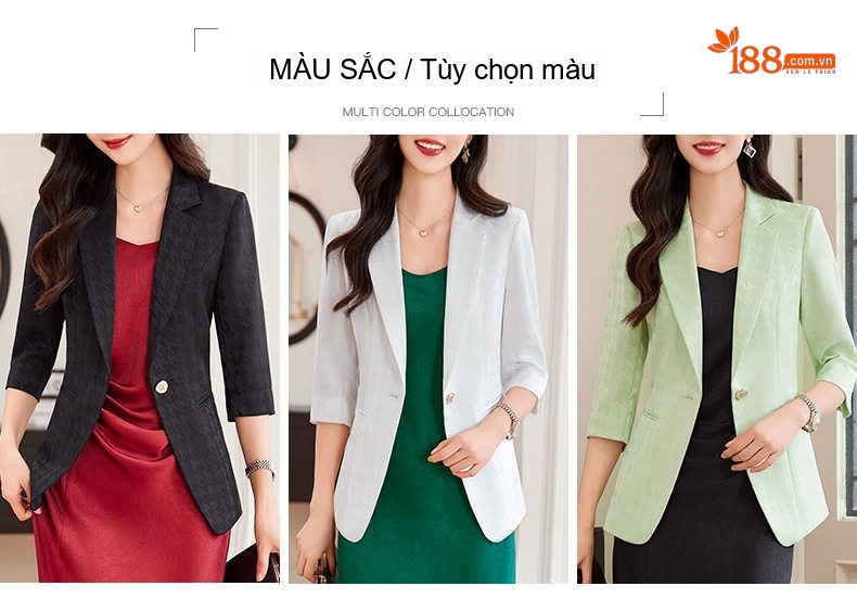 Áo Vest Nữ Tay Lỡ Dáng Ôm Chất Lụa Satin Họa Tiết Thời Trang Công Sở Màu Đen, Trắng, Xanh chi tiết 2