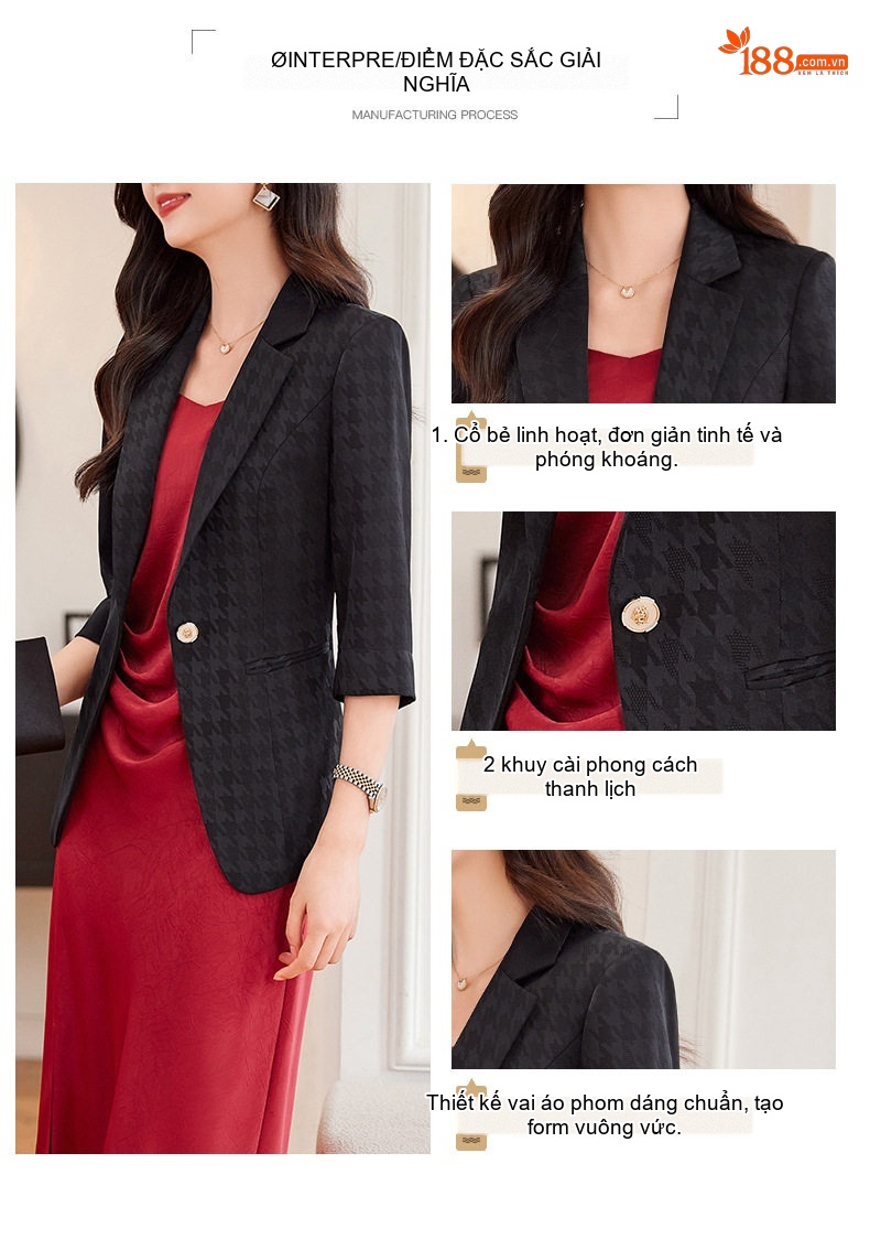 Áo Vest Nữ Tay Lỡ Dáng Ôm Chất Lụa Satin Họa Tiết Thời Trang Công Sở Màu Đen, Trắng, Xanh chi tiết 3