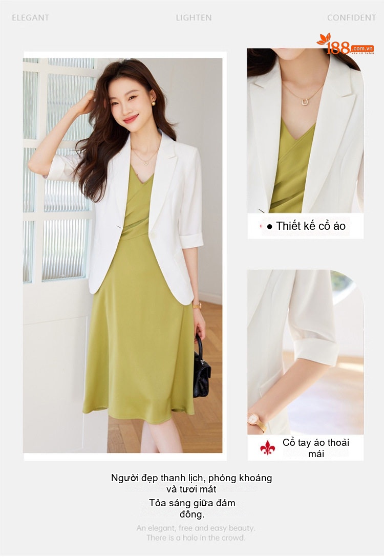 Áo Vest Nữ Tay Lỡ Phong Cách Tiểu Thư Thanh Lịch Màu Trắng, Hồng chi tiết 6