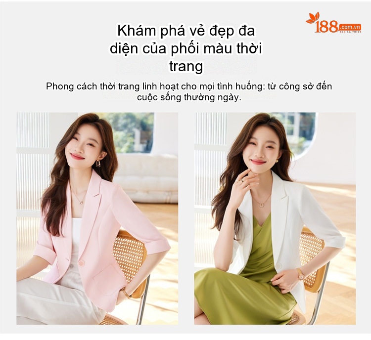 Áo Vest Nữ Tay Lỡ Phong Cách Tiểu Thư Thanh Lịch Màu Trắng, Hồng chi tiết 8