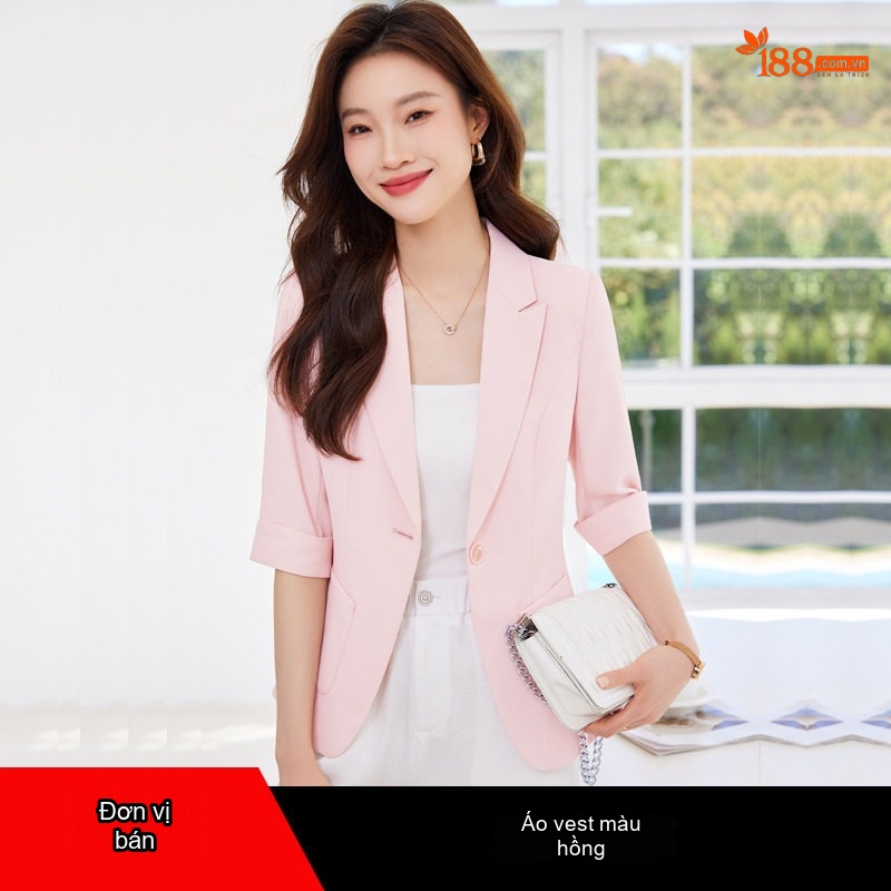 Áo Vest Nữ Tay Lỡ Phong Cách Tiểu Thư Thanh Lịch Màu Trắng, Hồng