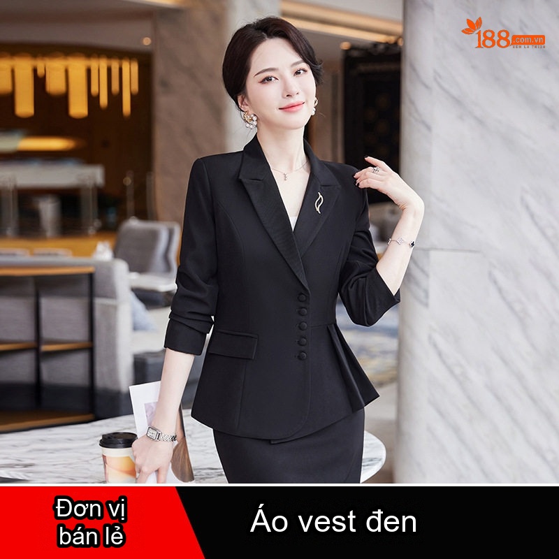 Áo Vest Nữ Tay Lỡ Quần/Chân Váy Set Công Sở Cao Cấp Màu Đỏ Rượu Vang, Đen, Xám Xanh, Xanh Đậm