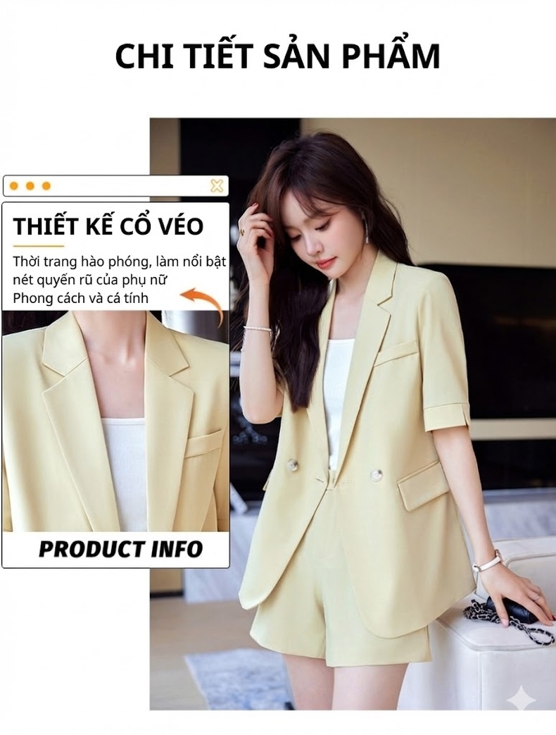 Áo Vest Nữ Tay Ngắn Thiết Kế Mỏng Phong Cách Hàn Quốc Màu Trắng, Đen, Vàng chi tiết 6