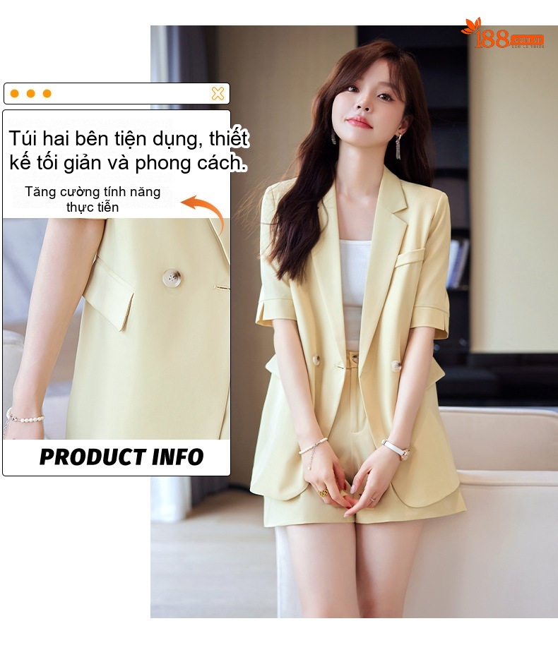 Áo Vest Nữ Tay Ngắn Thiết Kế Mỏng Phong Cách Hàn Quốc Màu Trắng, Đen, Vàng chi tiết 7