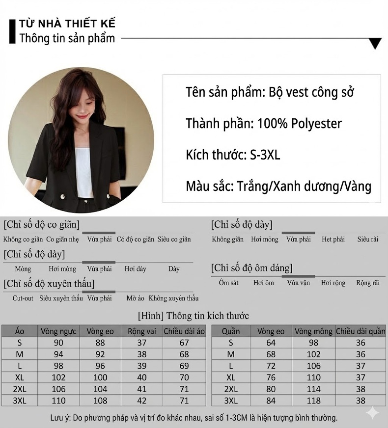Áo Vest Nữ Tay Ngắn Thiết Kế Mỏng Phong Cách Hàn Quốc Màu Trắng, Đen, Vàng chi tiết 9