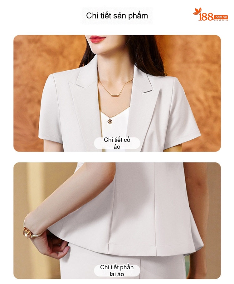Áo Vest Tay Ngắn Nữ Phong Cách Thời Trang Thanh Lịch Màu Đen, Trắng Ngà, Xám chi tiết 22