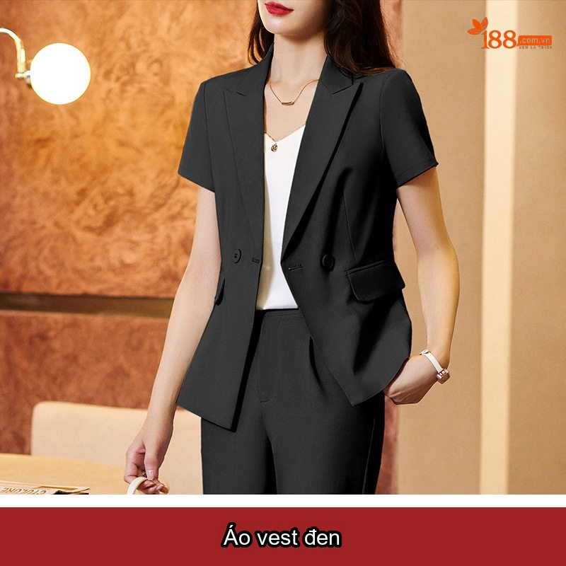 Áo Vest Tay Ngắn Nữ Phong Cách Thời Trang Thanh Lịch Màu Đen, Trắng Ngà, Xám