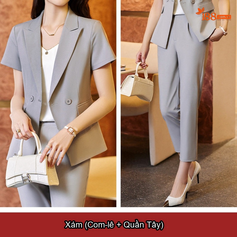 Áo Vest Tay Ngắn Nữ Phong Cách Thời Trang Thanh Lịch Màu Đen, Trắng Ngà, Xám
