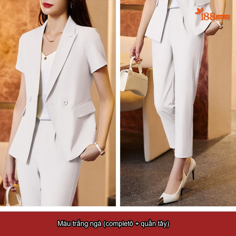 Áo Vest Tay Ngắn Nữ Phong Cách Thời Trang Thanh Lịch Màu Đen, Trắng Ngà, Xám