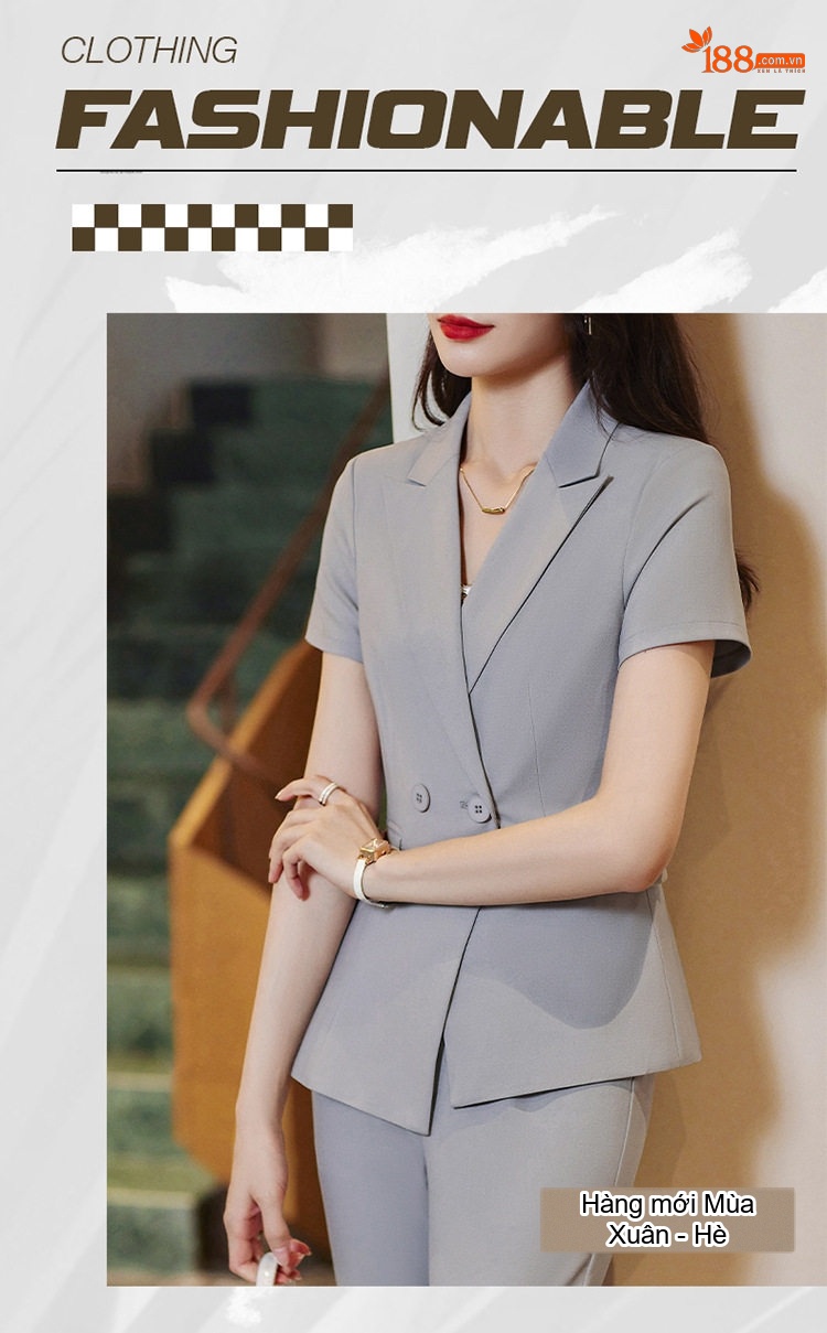 Áo Vest Tay Ngắn Nữ Phong Cách Thời Trang Thanh Lịch Màu Đen, Trắng Ngà, Xám chi tiết 2