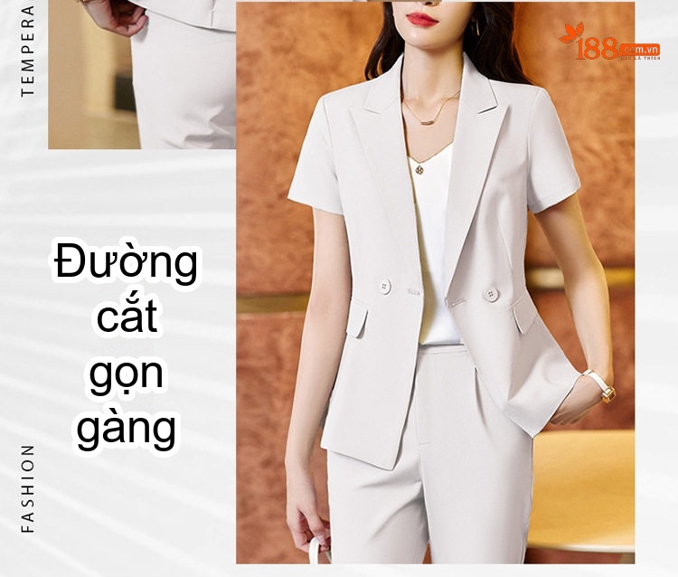 Áo Vest Tay Ngắn Nữ Phong Cách Thời Trang Thanh Lịch Màu Đen, Trắng Ngà, Xám chi tiết 4