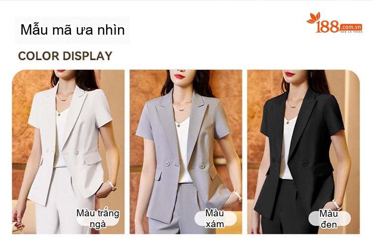 Áo Vest Tay Ngắn Nữ Phong Cách Thời Trang Thanh Lịch Màu Đen, Trắng Ngà, Xám chi tiết 9