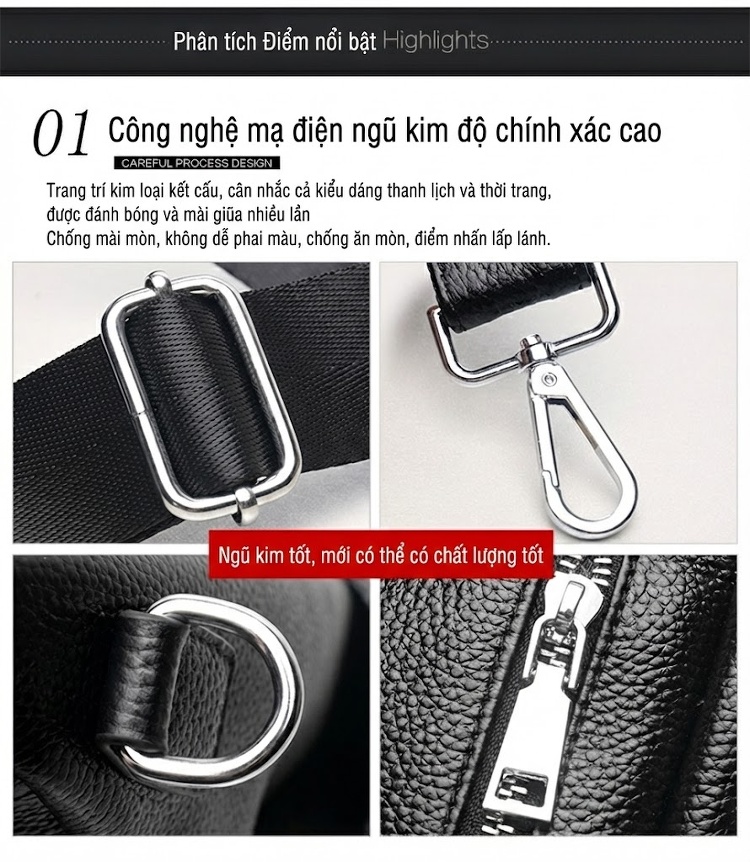 Balo Da Bò Chống Nước Phong Cách Nhật Hàn Màu Đen, Đỏ, Xám, Xanh Navy chi tiết 15