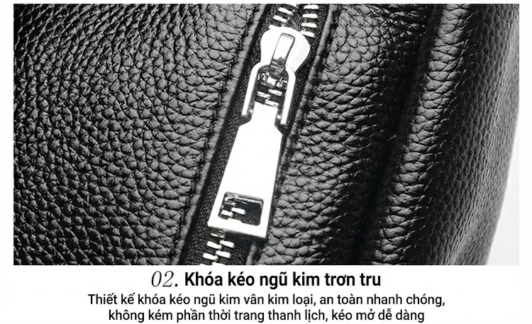 Balo Da Bò Chống Nước Phong Cách Nhật Hàn Màu Đen, Đỏ, Xám, Xanh Navy chi tiết 28