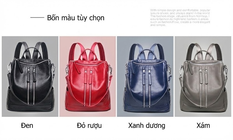 Balo Da Bò Chống Nước Phong Cách Nhật Hàn Màu Đen, Đỏ, Xám, Xanh Navy chi tiết 10