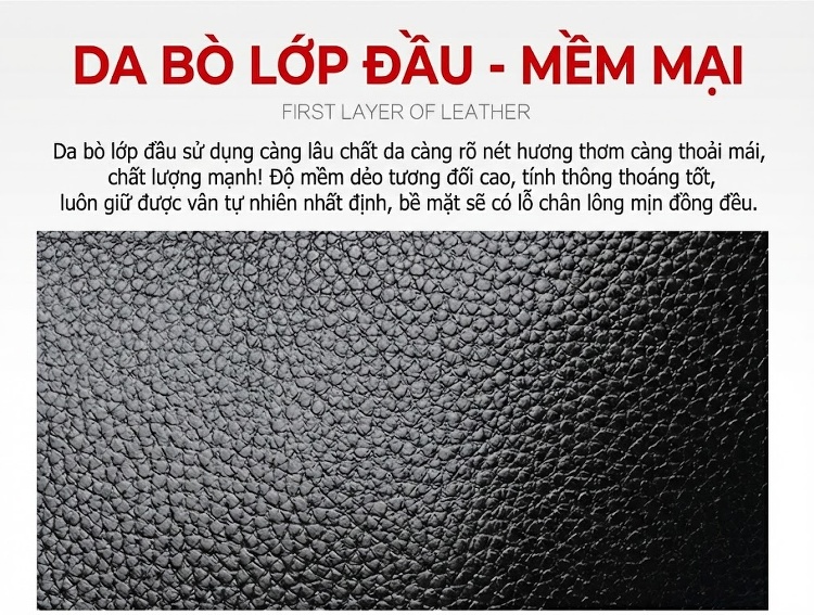 Balo Da Bò Chống Nước Phong Cách Nhật Hàn Màu Đen, Đỏ, Xám, Xanh Navy chi tiết 11